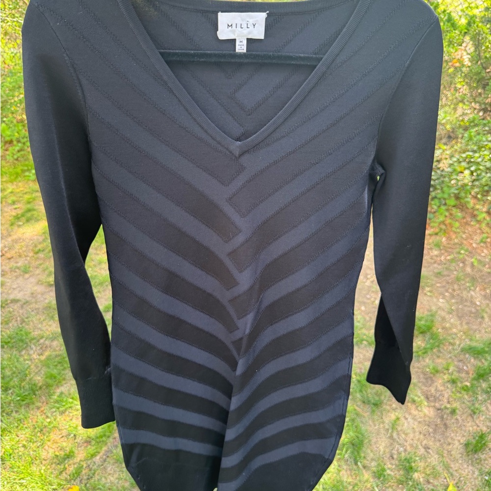 Black V-Neck Long Sleeve Dress Size M
